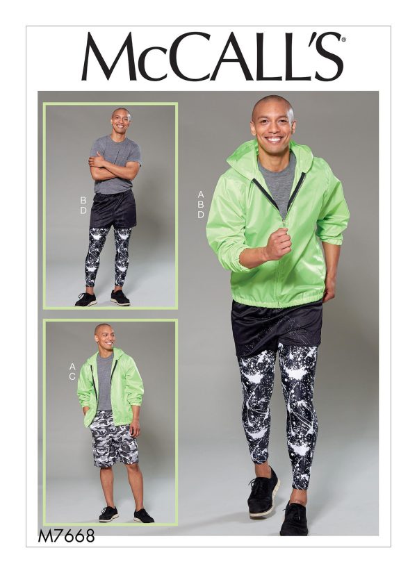 McCall's Sewing Pattern M7668 Men's Hooded Jacket, Shorts and Leggings