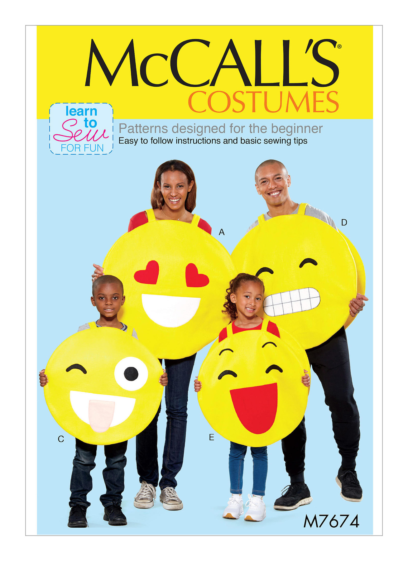 McCall’s Sewing Pattern M7674 Adult/Children’s Emoji Costumes