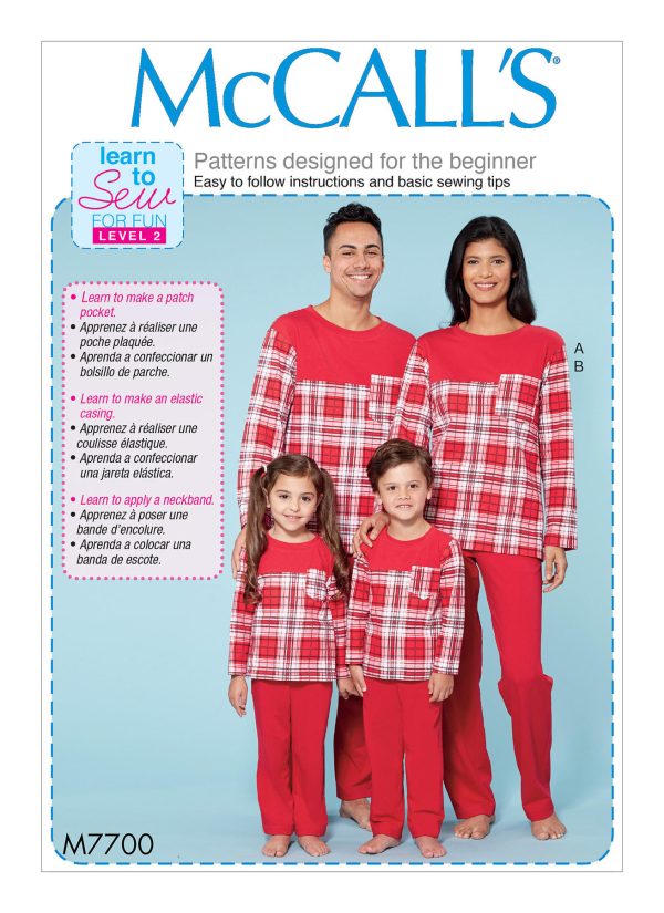 McCall's Sewing Pattern M7700 Men's/Misses'/Boys'/Girls'/Children's Top and Trousers