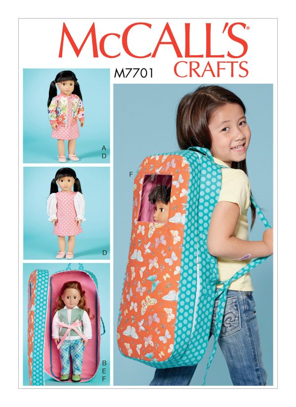 McCall's Sewing Pattern M7701 18" Doll Clothes and Doll Carrier