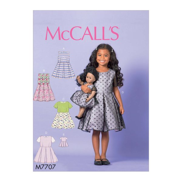 McCall's Sewing Pattern M7707 Children/Girls' Dresses and 18" Doll Dress