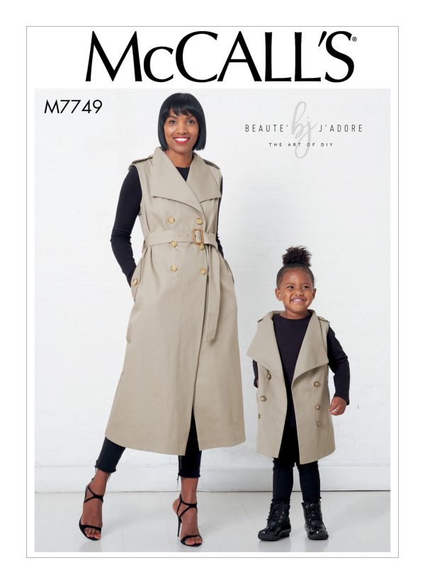 McCall's Sewing Pattern M7749 Misses'/Children's/Girls' Trench Coats by Beaute' J'adore