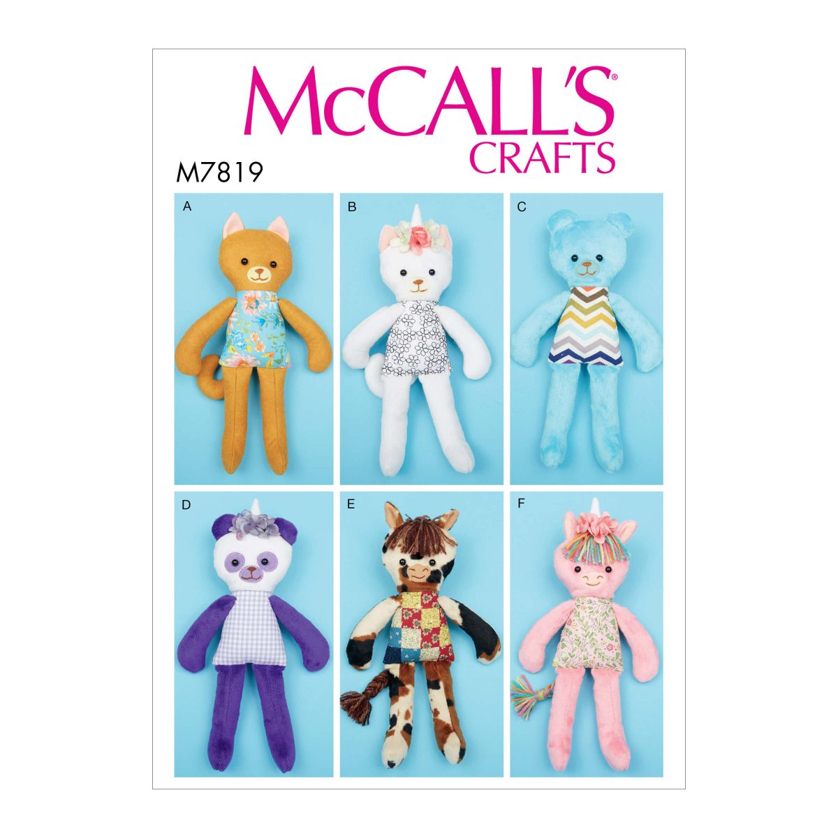McCall's Sewing Pattern M7819 Soft Toy Animals