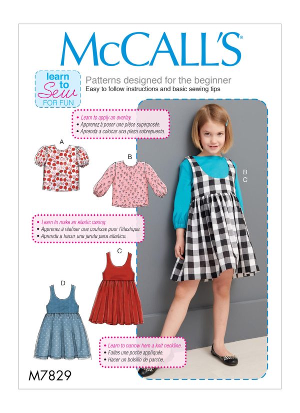 McCall's Sewing Pattern M7829 Children's/Girls' Tops and Jumpers
