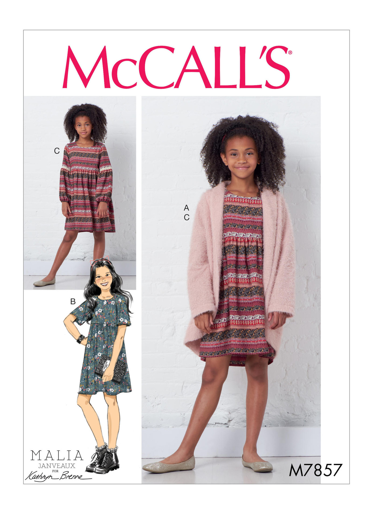 McCall’s Sewing Pattern M7857 Girls’ Sweater and Dresses