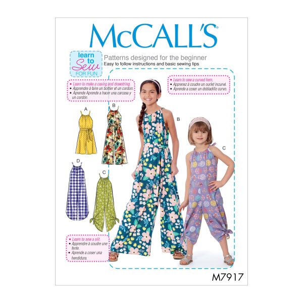 McCall's Sewing Pattern M7917 Children's and Girl's Romper, Jumpsuit and Belt