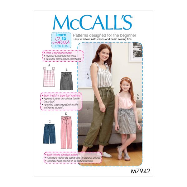 McCall's Sewing Pattern M7942 Misses', Children's and Girls' Top, Skirt, Shorts and Pants