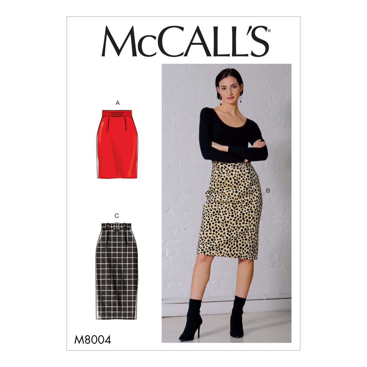 McCall's Sewing Pattern M8004 Misses' Skirt and Belt