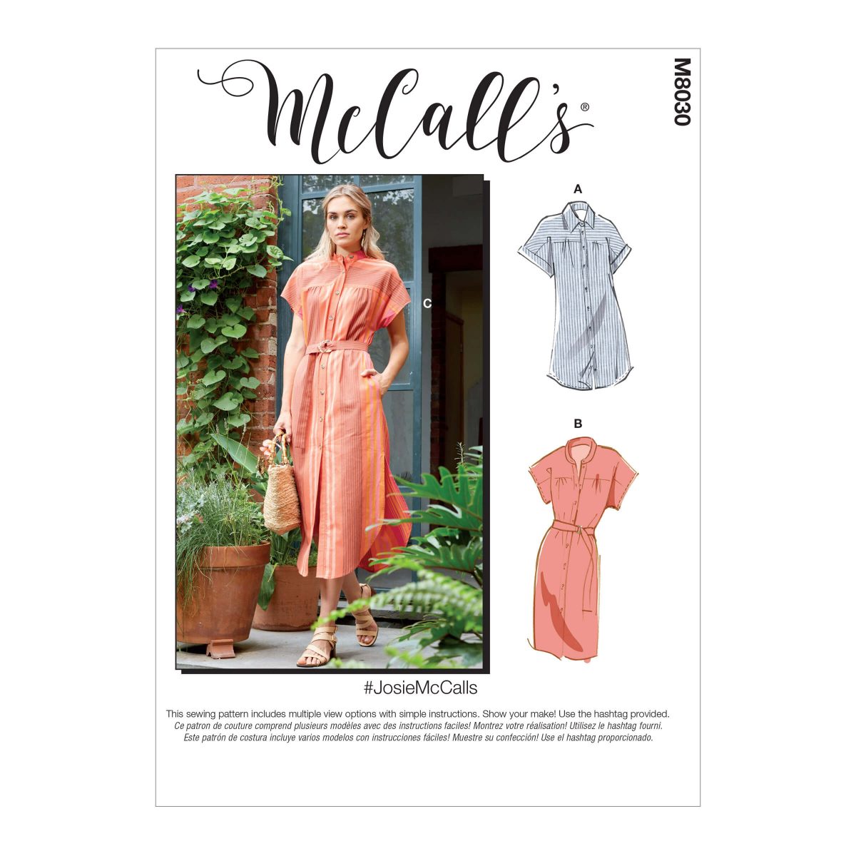 McCall's Sewing Pattern M8030 Misses' Dresses & Belt #JosieMcCalls