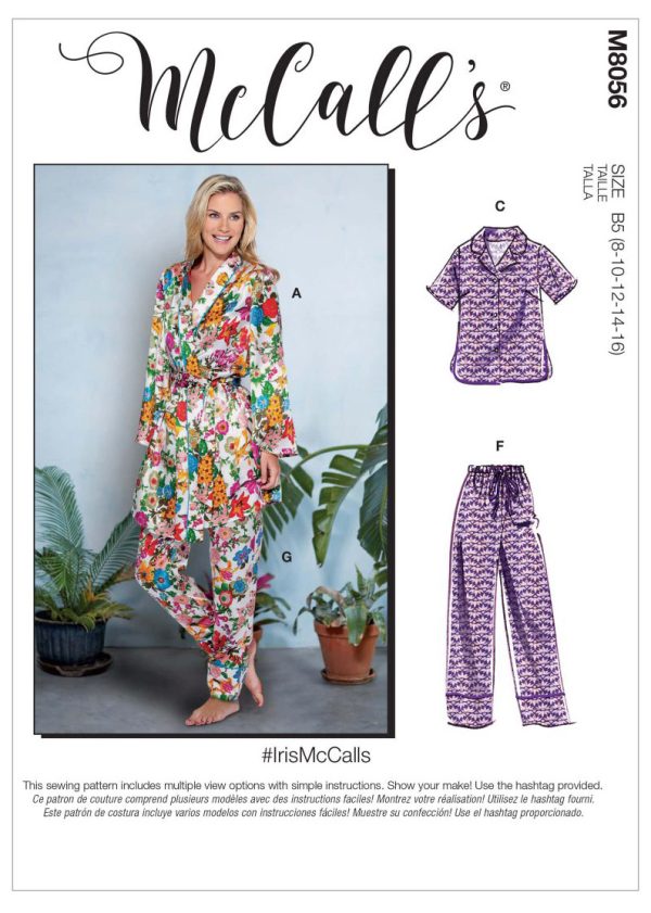McCall’s Sewing Pattern M8056 Misses' Robe, Belt, Tops, Shorts and Trousers #IrisMcCalls