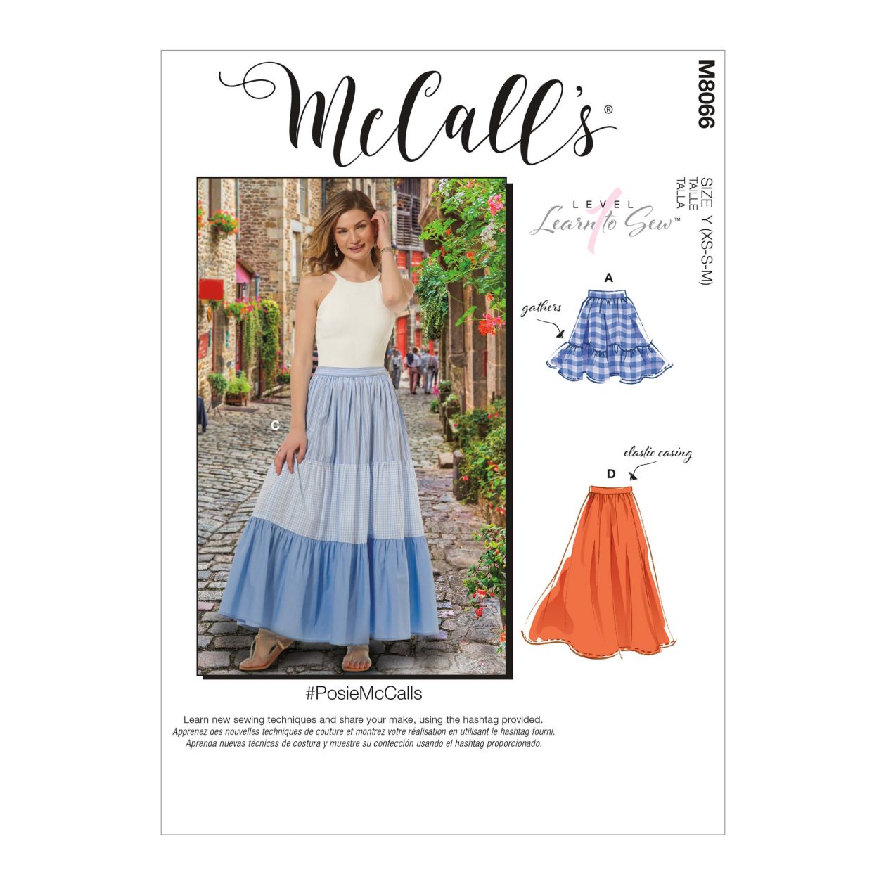 Misses' Pull-On Gathered Skirts with Tier and Length Variations #PosieMcCalls
