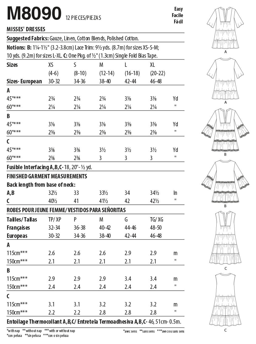 McCall's Sewing Pattern M8090 Misses' Dress
