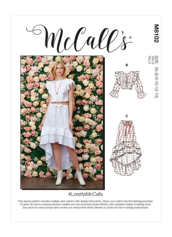 McCall's Sewing Pattern M8102 #LorettaMcCalls - Misses' Tops & Skirt