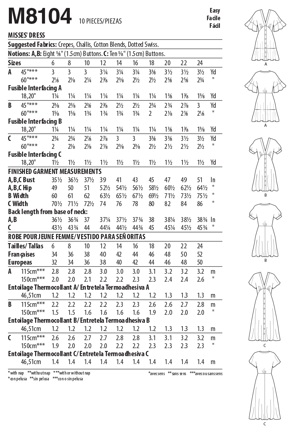 McCall's Sewing Pattern M8104 Misses' Dresses. #DawnMcCalls
