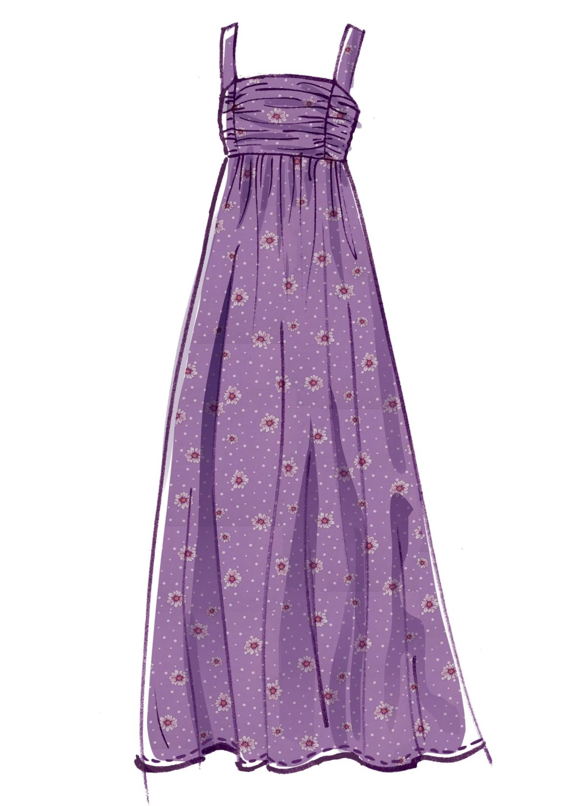 McCall's Sewing Pattern M8108 Misses' Empire Seam Gathered Dresses In Various Lengths, Necklines & Straps. #RavenMcCalls