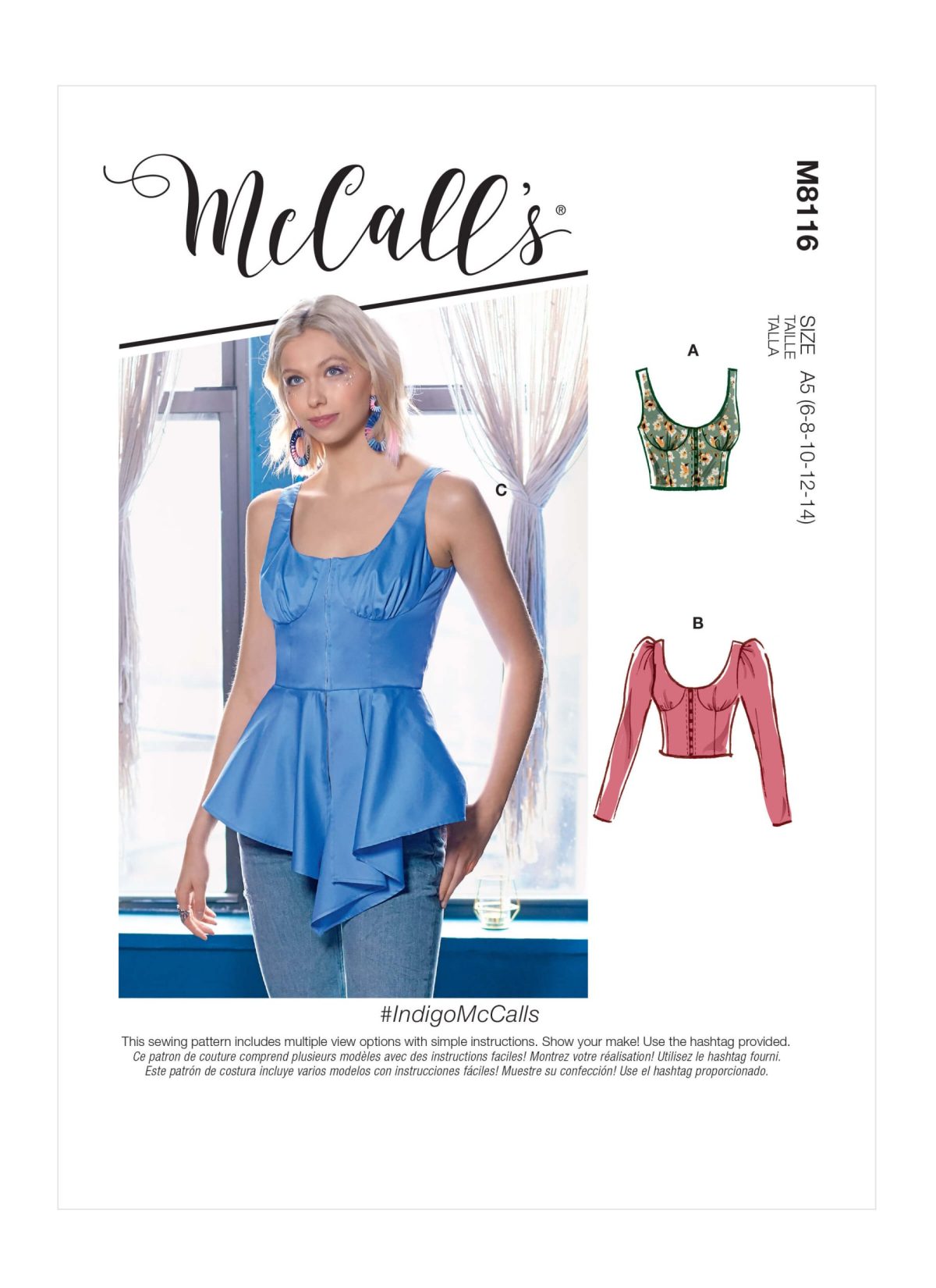 McCall's Sewing Pattern M8116 Misses' Tops. #IndigoMcCalls