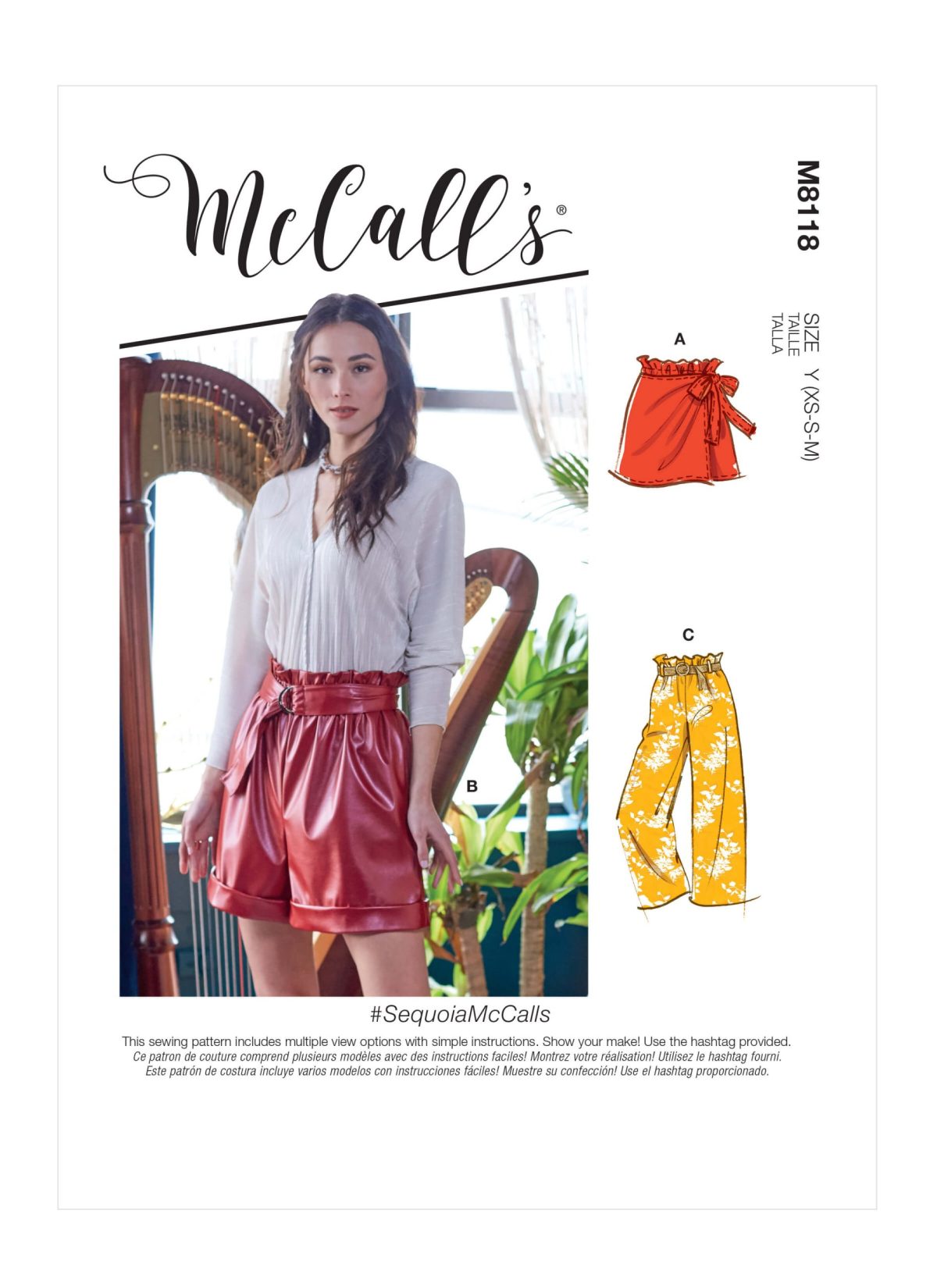 McCall's Sewing Pattern M8118 Misses' Shorts, Pants & Belt. #SequoiaMcCalls