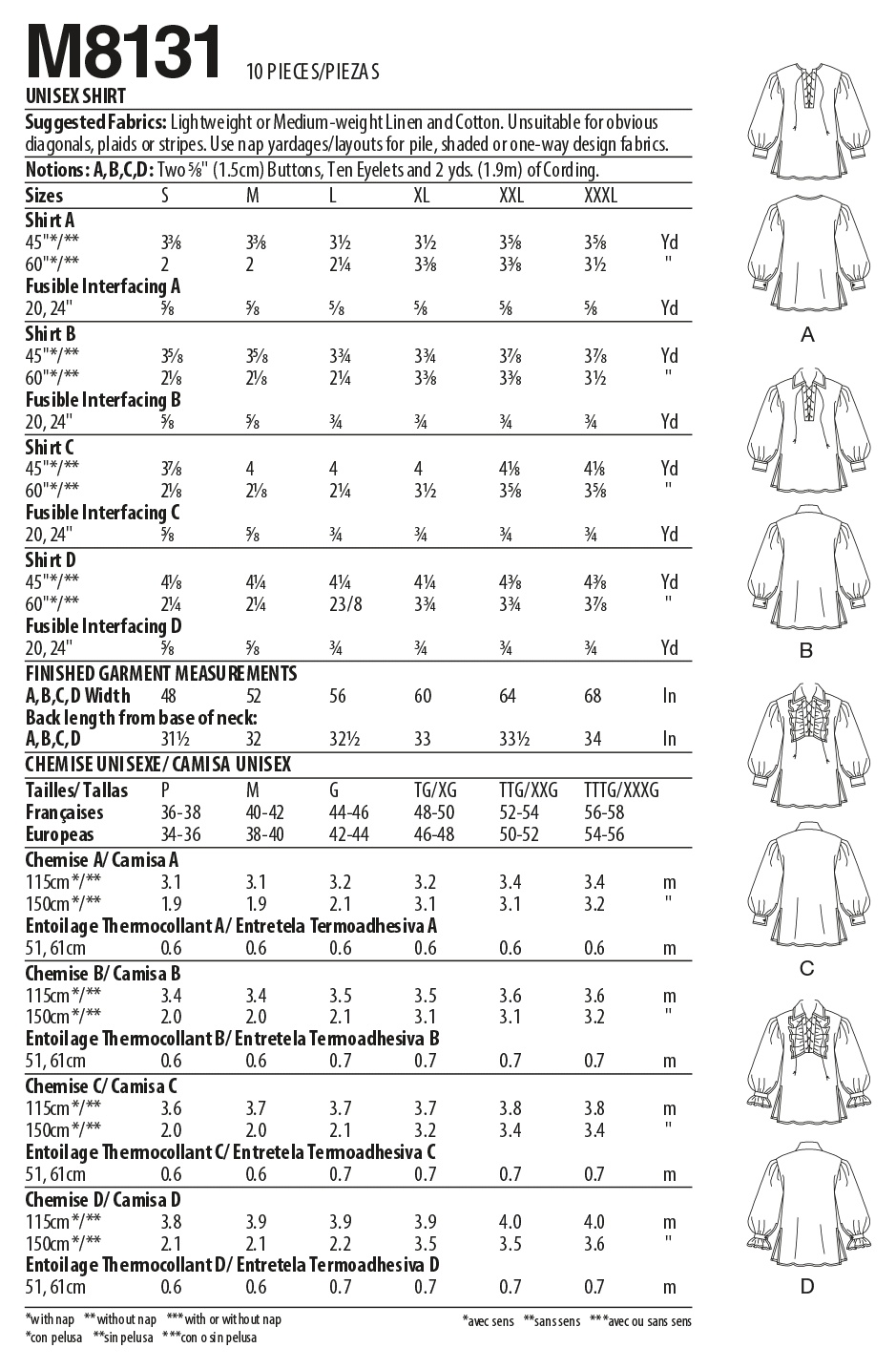 McCall's Sewing Pattern M8131 UNISEX Costume