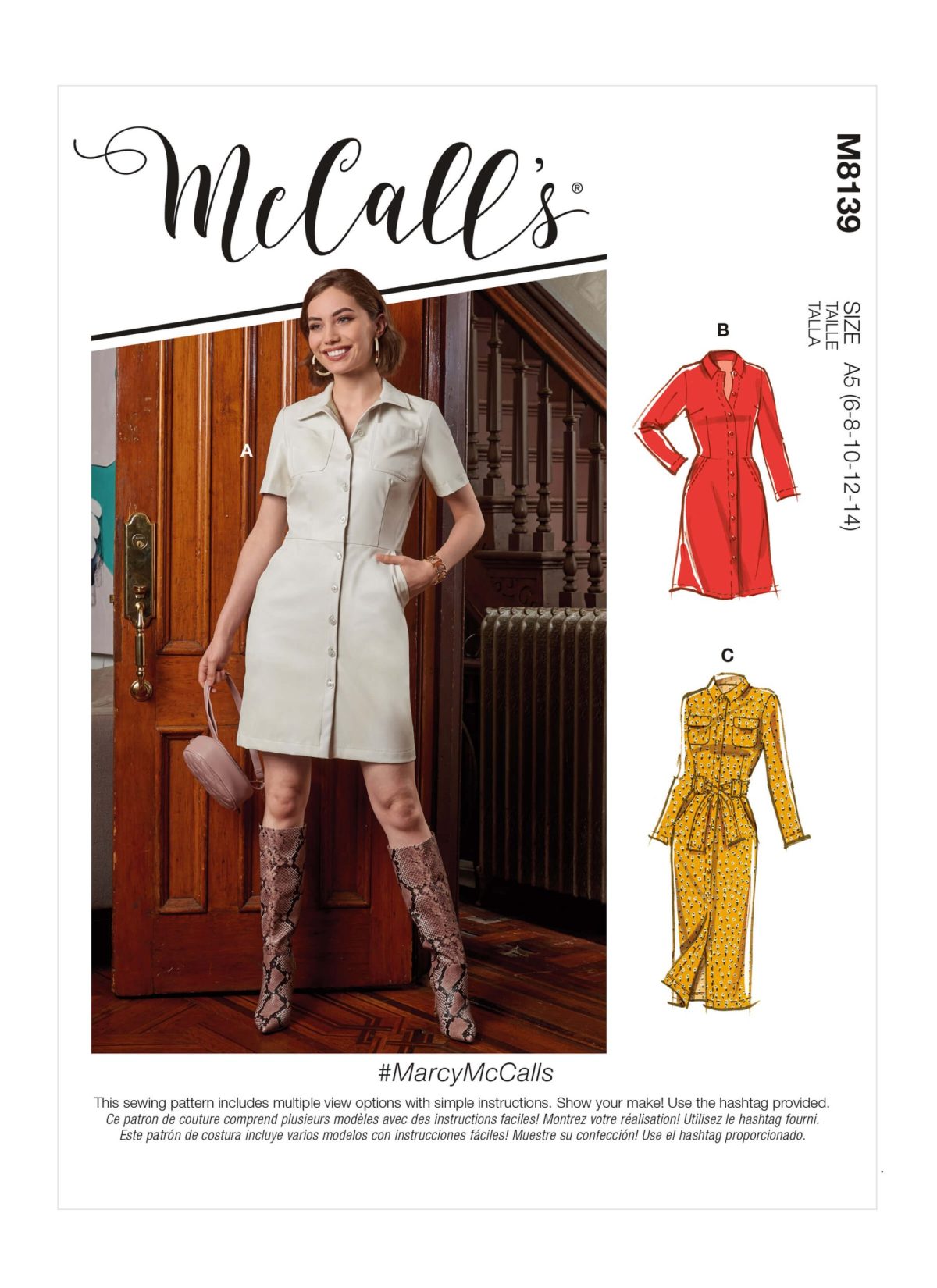 McCall's Sewing Pattern M8139 Misses' Dresses with belt #MarcyMcCalls