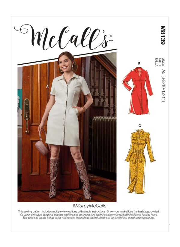 McCall's Sewing Pattern M8139 Misses' Dresses with belt #MarcyMcCalls