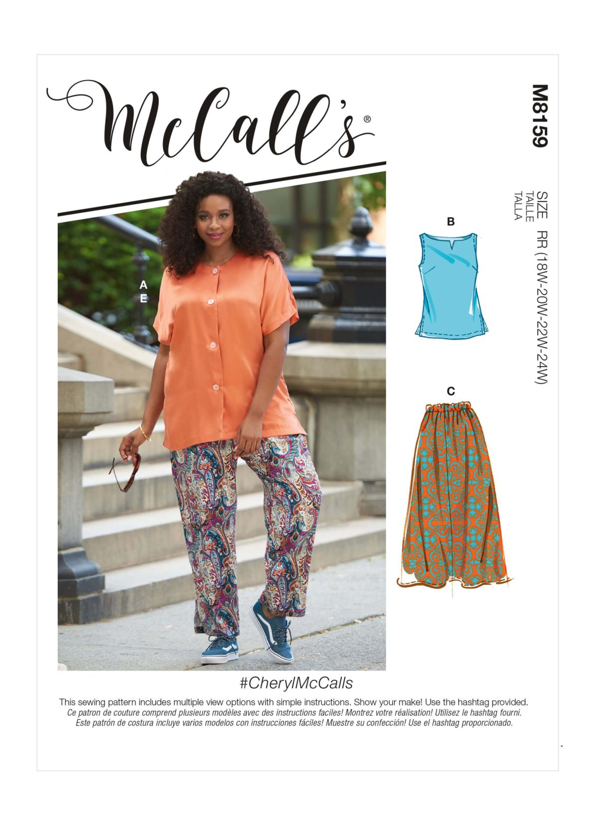 McCall's Sewing Pattern M8159 Women's Shirt, Top, Skirt and Trousers #CherylMcCalls