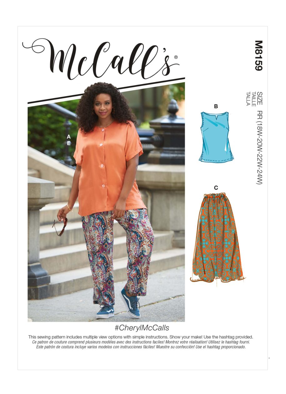 McCall's Sewing Pattern M8159 Women's Shirt, Top, Skirt and Trousers #CherylMcCalls
