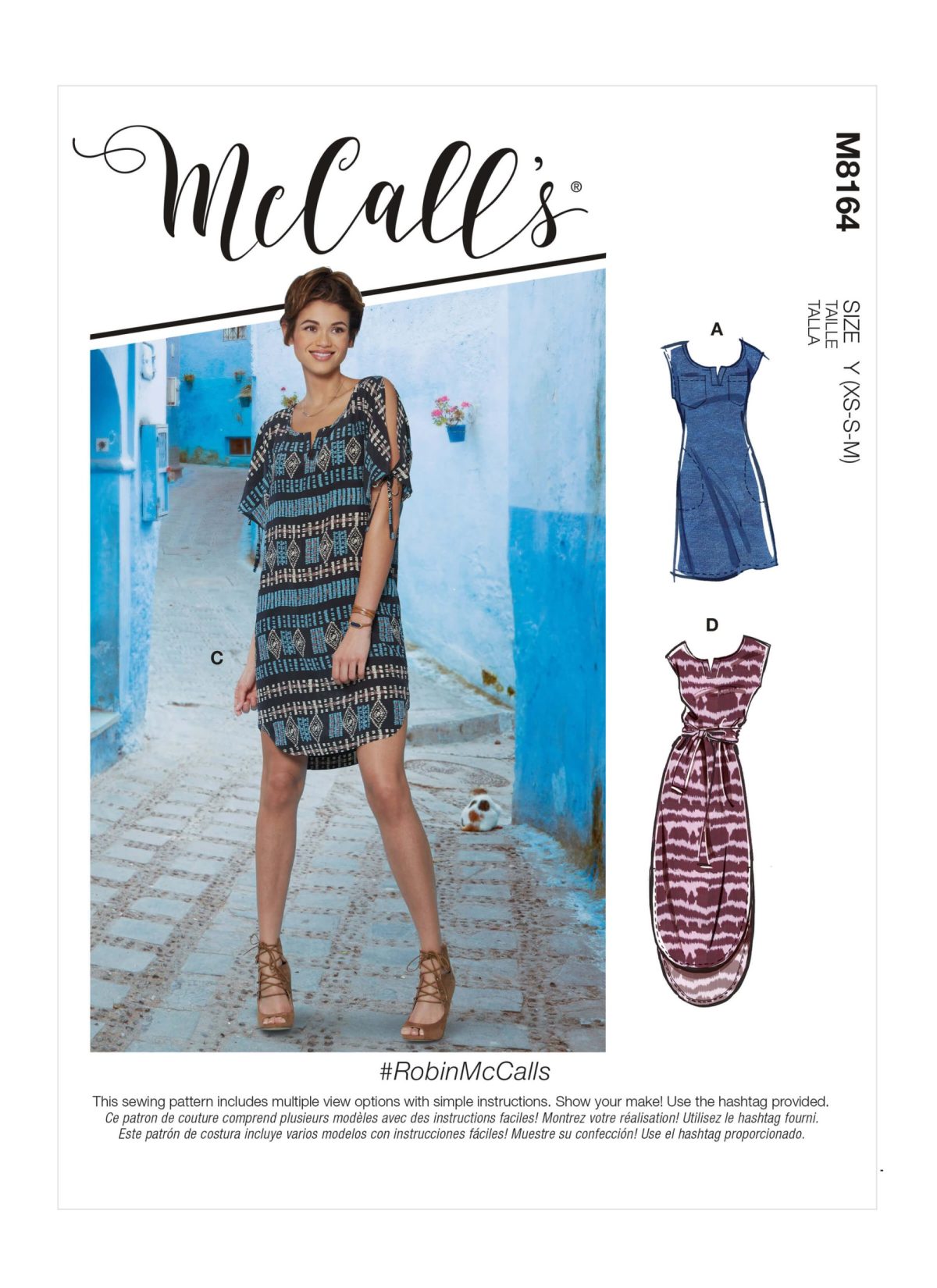 McCall's Sewing Pattern M8164 Misses' Dresses With Sleeve Ties, Pocket Variations and Belt #RobinMcCalls