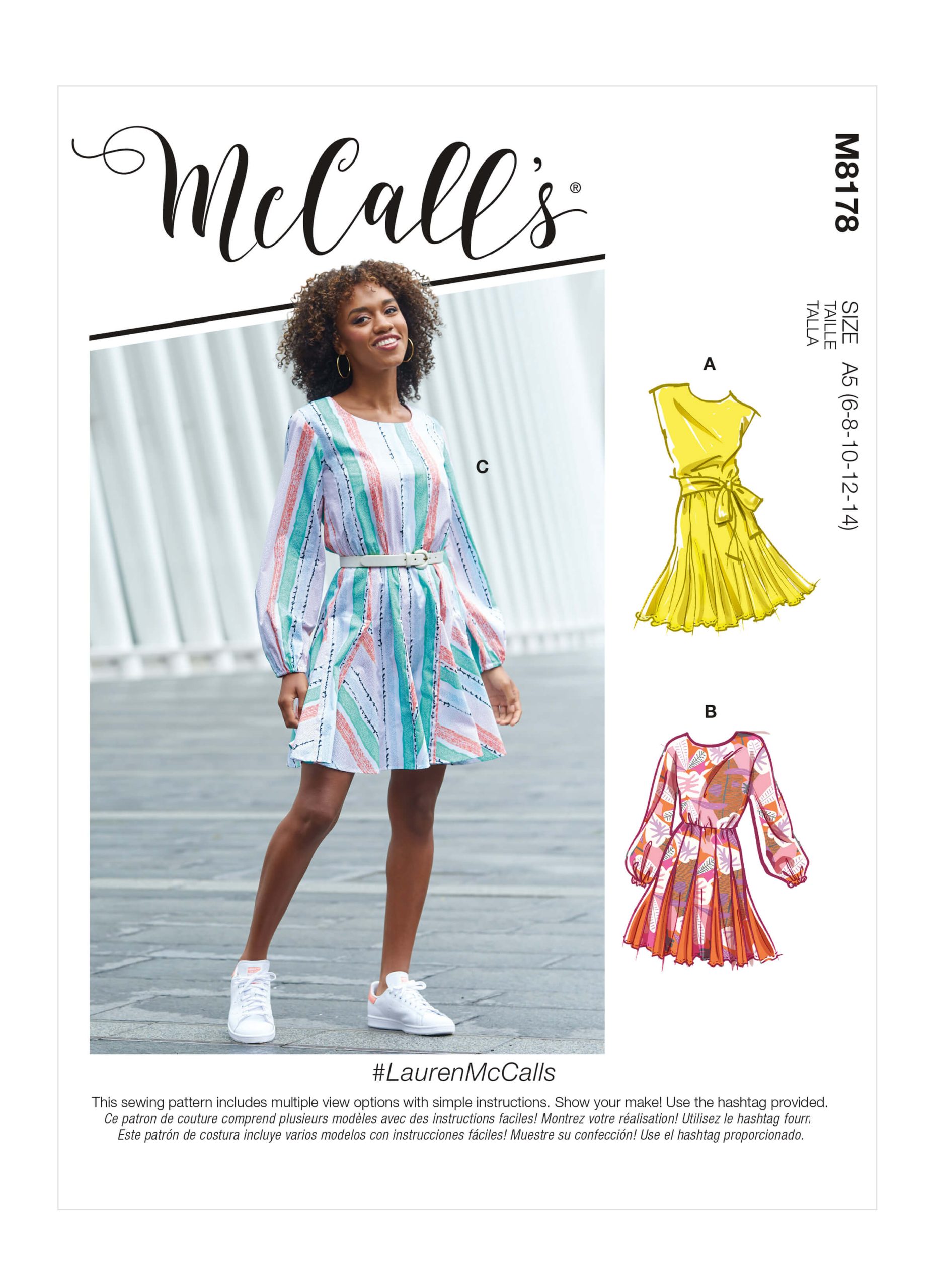 McCall’s Sewing Pattern #LaurenMcCalls M8178 – Misses’ Dresses and Belt