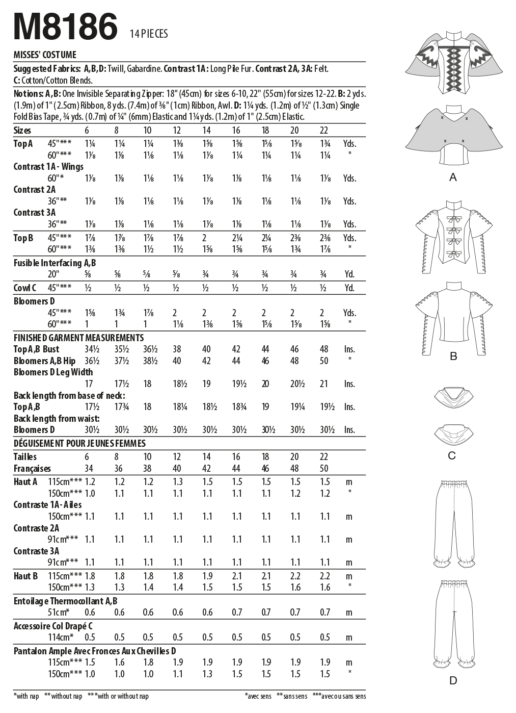 McCall's Sewing Pattern M8186 Misses' Costume
