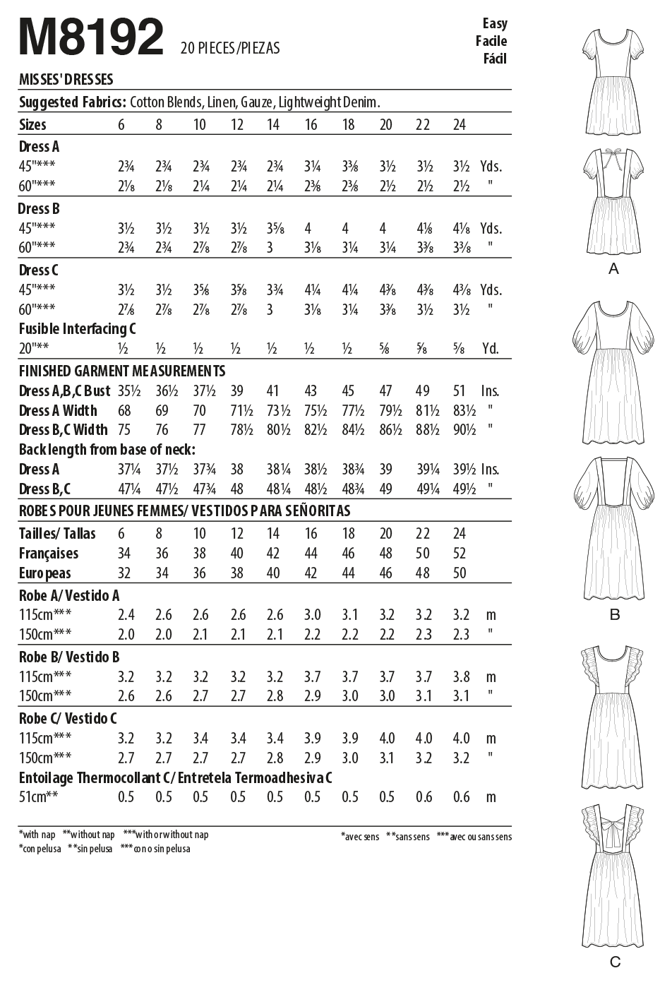 McCall's Sewing Pattern M8192 Misses' Dresses