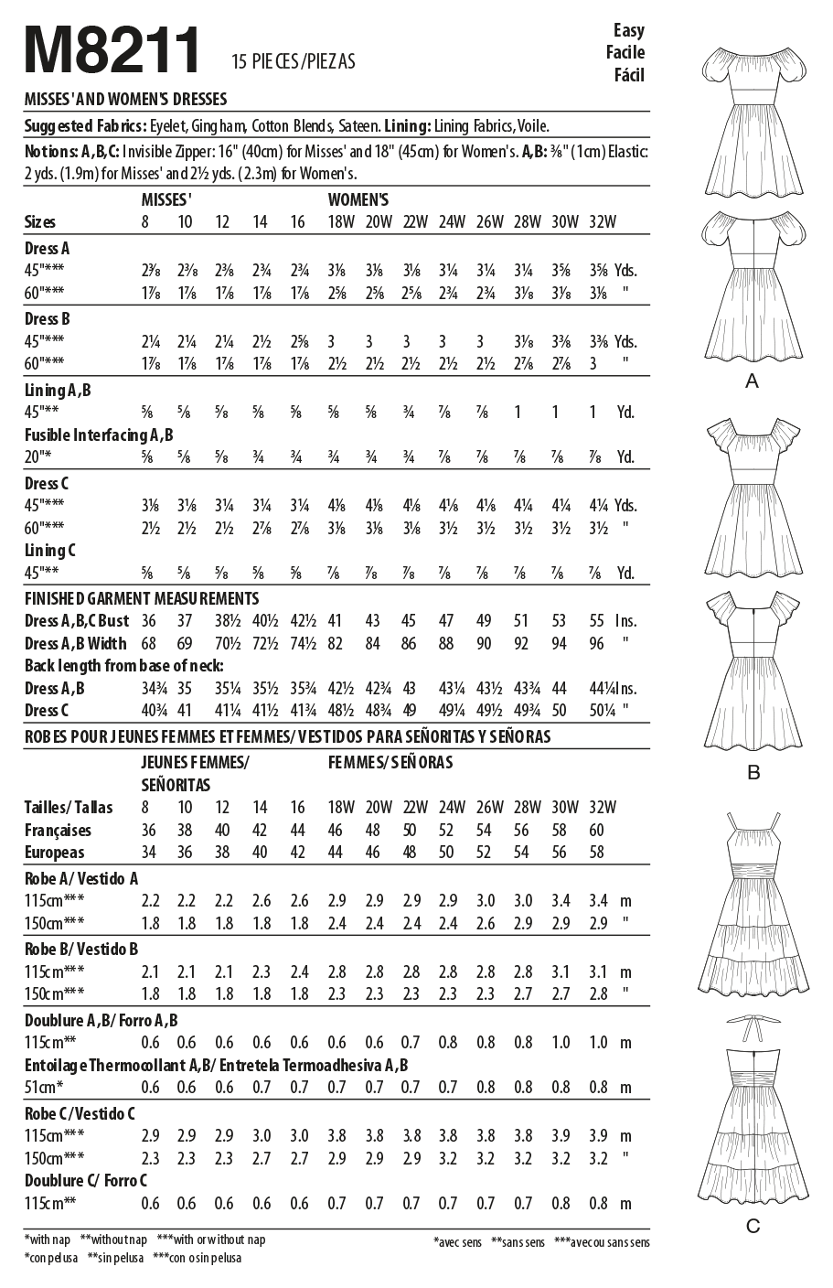 McCall's Sewing Pattern M8211 Misses' & Women's Dresses