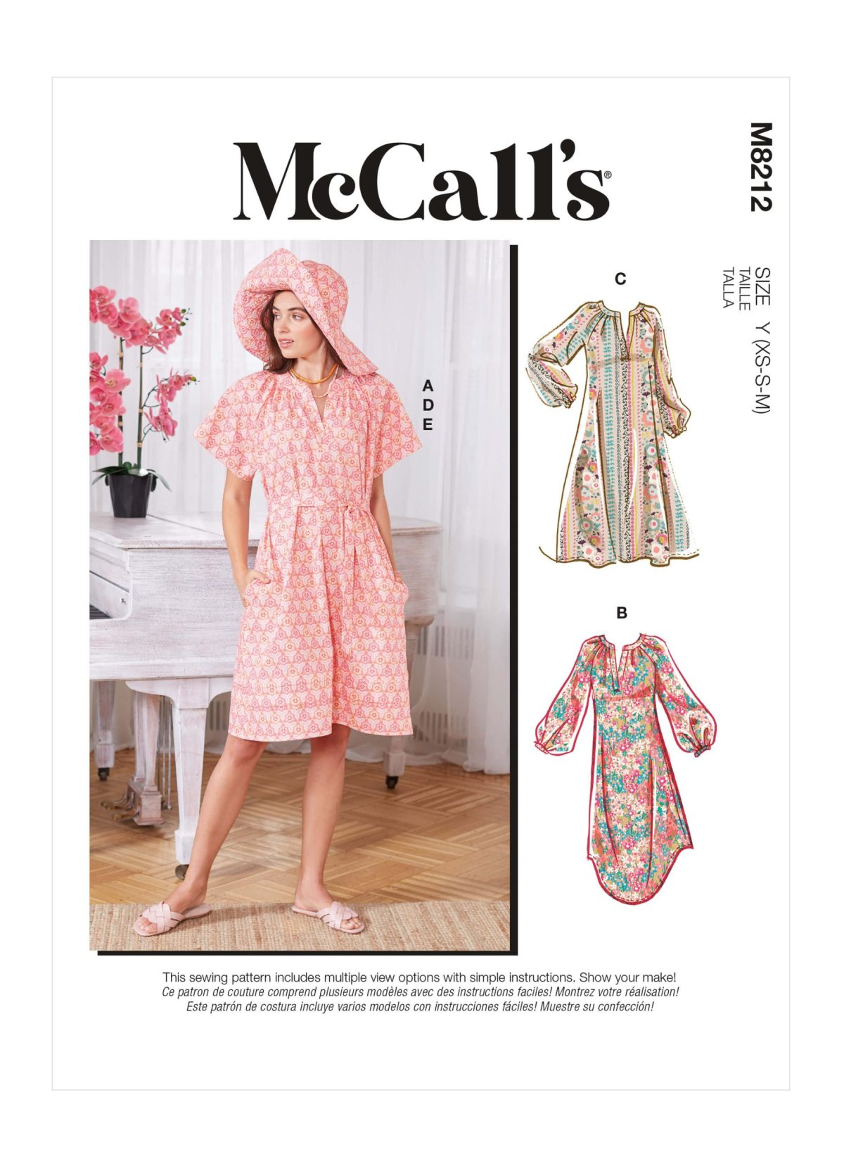 McCall's Sewing Pattern M8212 Misses' Dresses, Belt, Hat & Mask