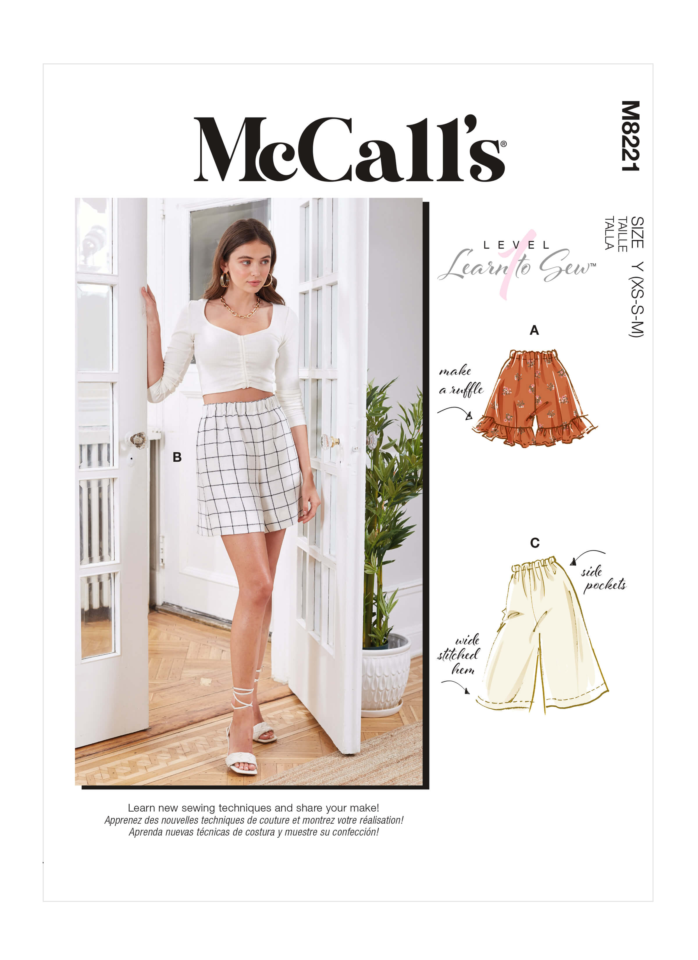 McCall's Sewing Pattern M8221 Misses' Shorts
