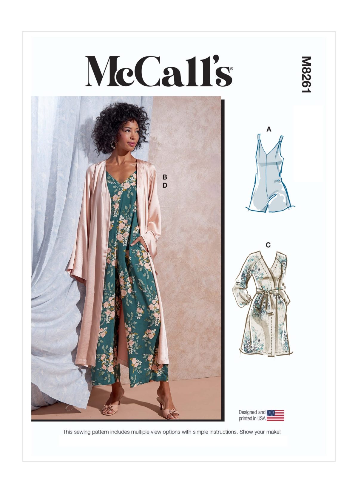 McCall's Sewing Pattern M8261 Misses' Playsuit, Jumpsuit, Robe with Sash