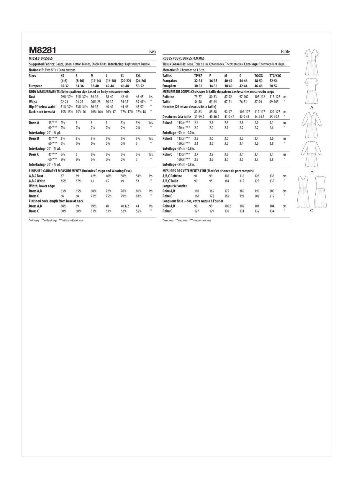 McCall's Sewing Pattern M8281 Misses' Dresses