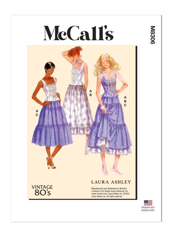 McCall's Sewing Pattern M8306 Misses' Top and Skirts by Laura Ashley