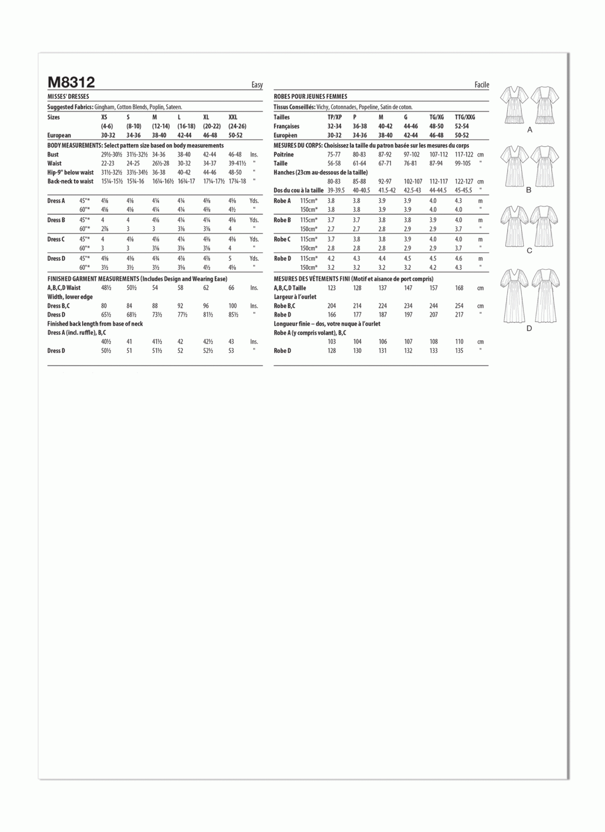 McCall's Sewing Pattern M8312 Misses' Dresses