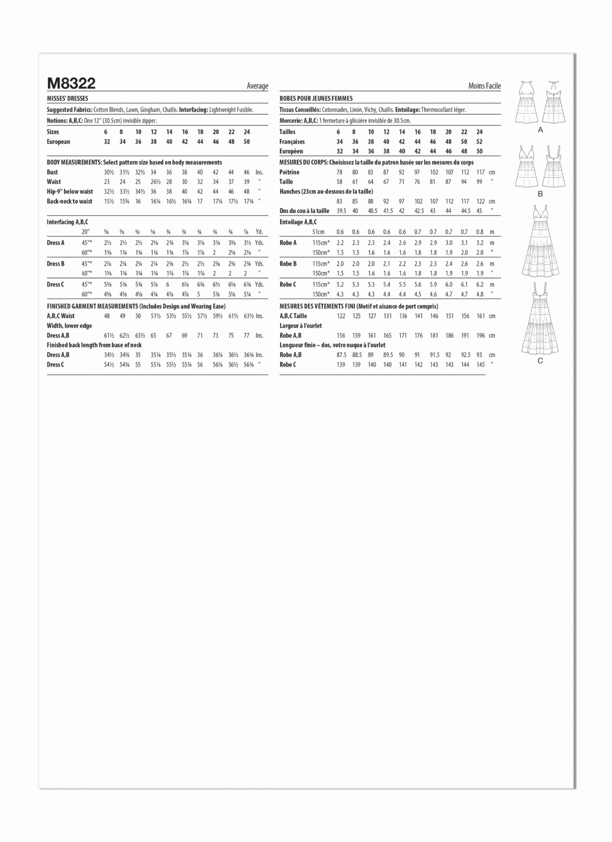 McCall's Sewing Pattern M8322 Misses' Dresses
