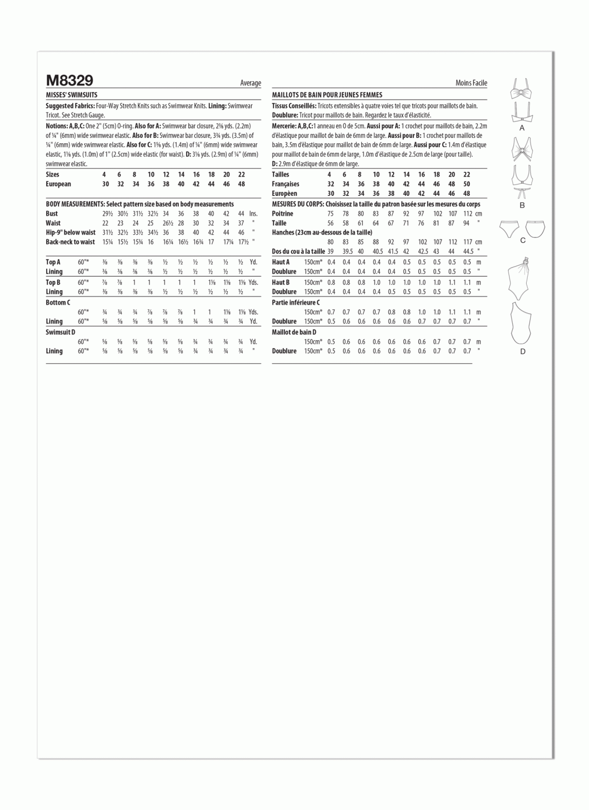 McCall's Sewing Pattern M8329 Misses' Swimsuits