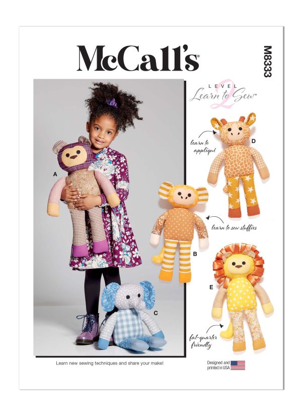 McCall's Sewing Pattern M8333Plush Animals