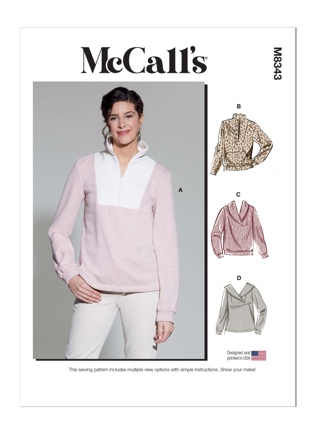 McCall's Sewing Pattern M8343 Misses' Pull-Over Tops