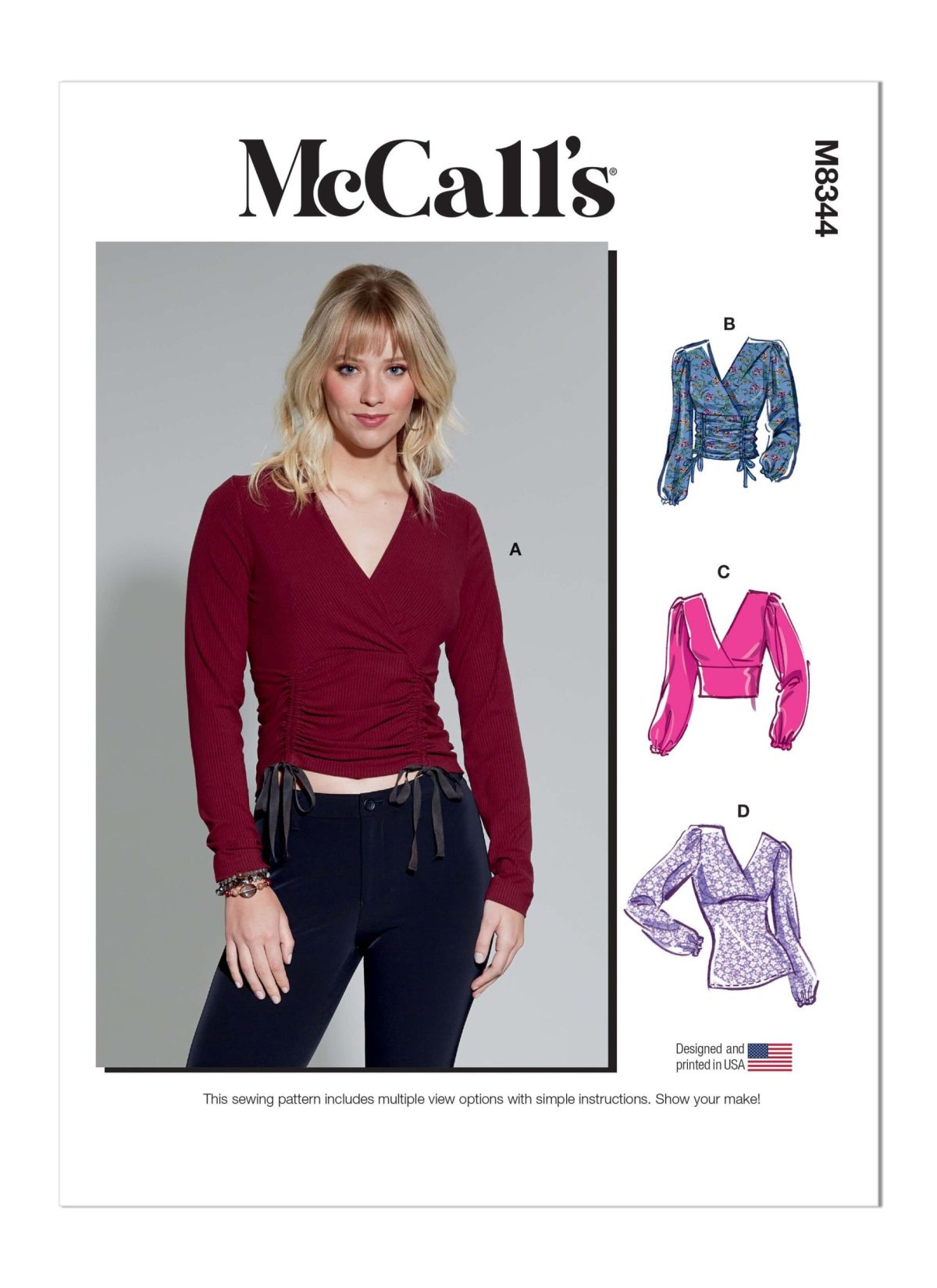 McCall's Sewing Pattern M8344 Misses' Knit Top