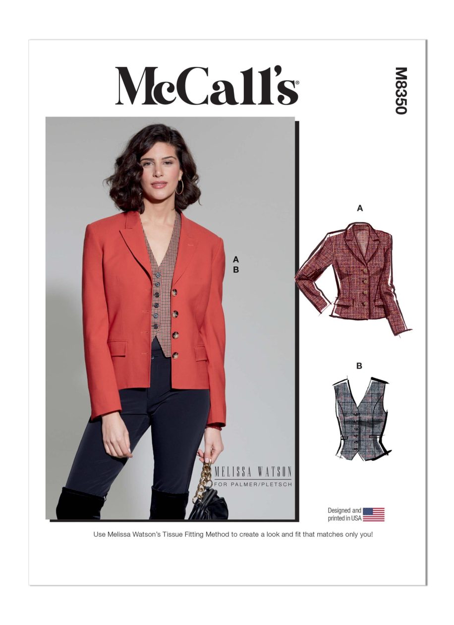 McCall's Sewing Pattern M8350 Misses' Blazer and Waistcoat by Melissa Watson