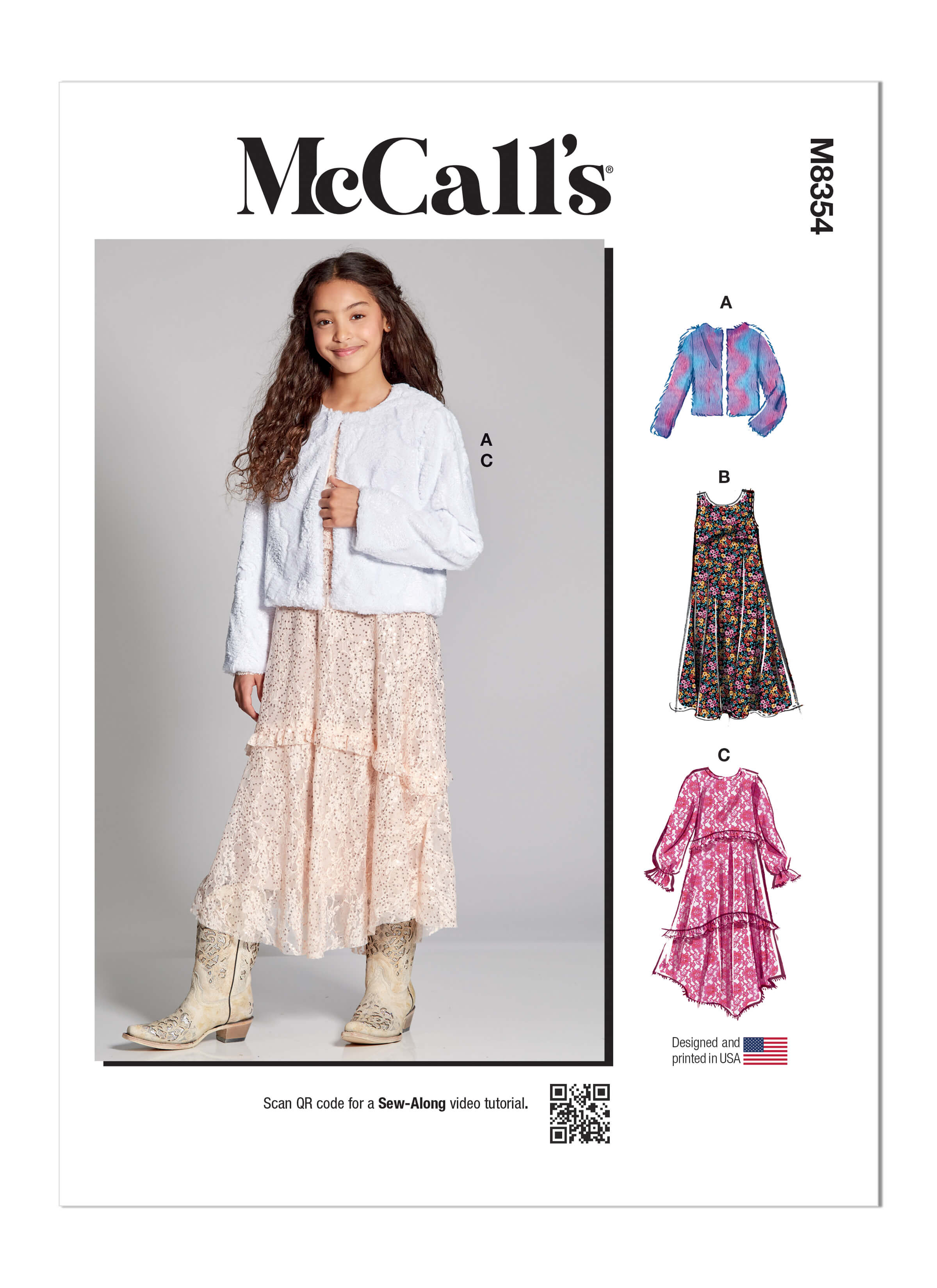 McCall's Sewing Pattern M8354 Girls' Dress, Slip Dress and Jacket