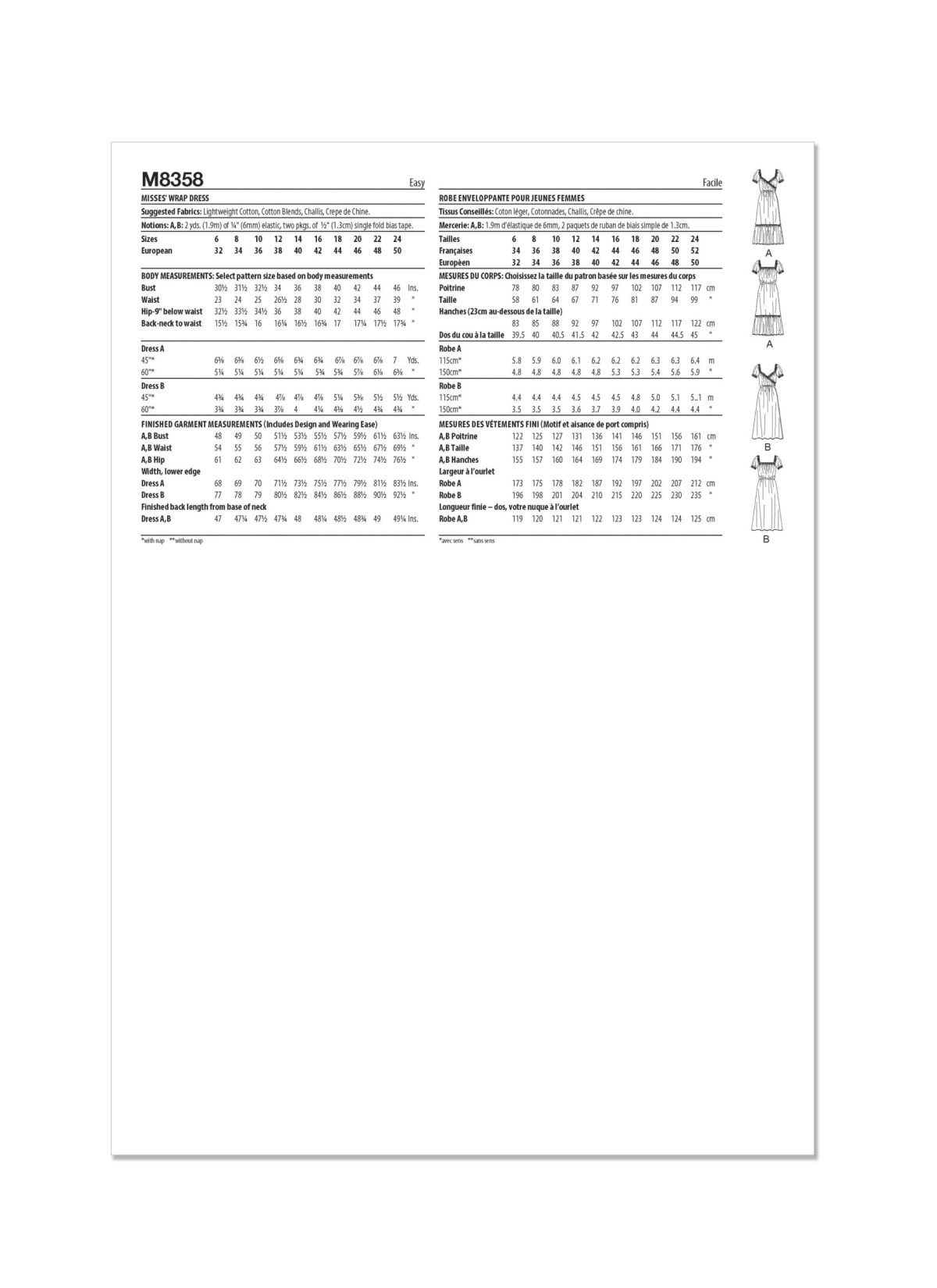 McCall's Sewing Pattern M8358 Misses' Vintage Wrap Dress by Laura Ashley