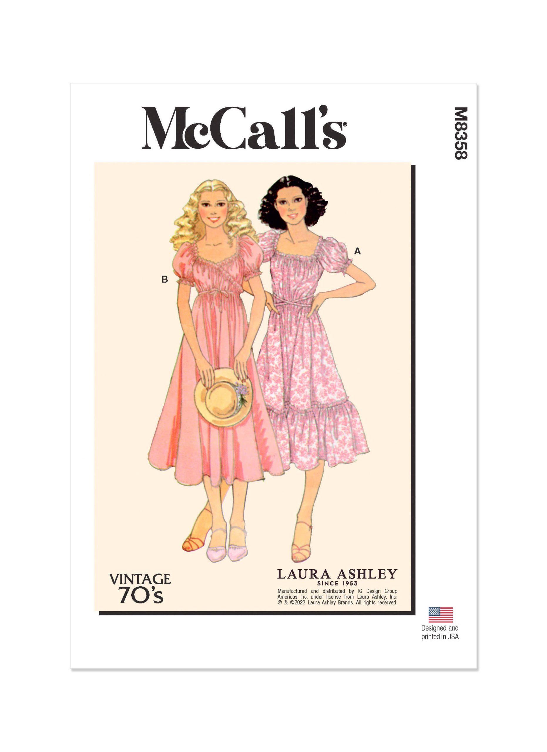 McCall’s Sewing Pattern M8358 Misses’ Vintage Wrap Dress by Laura Ashley