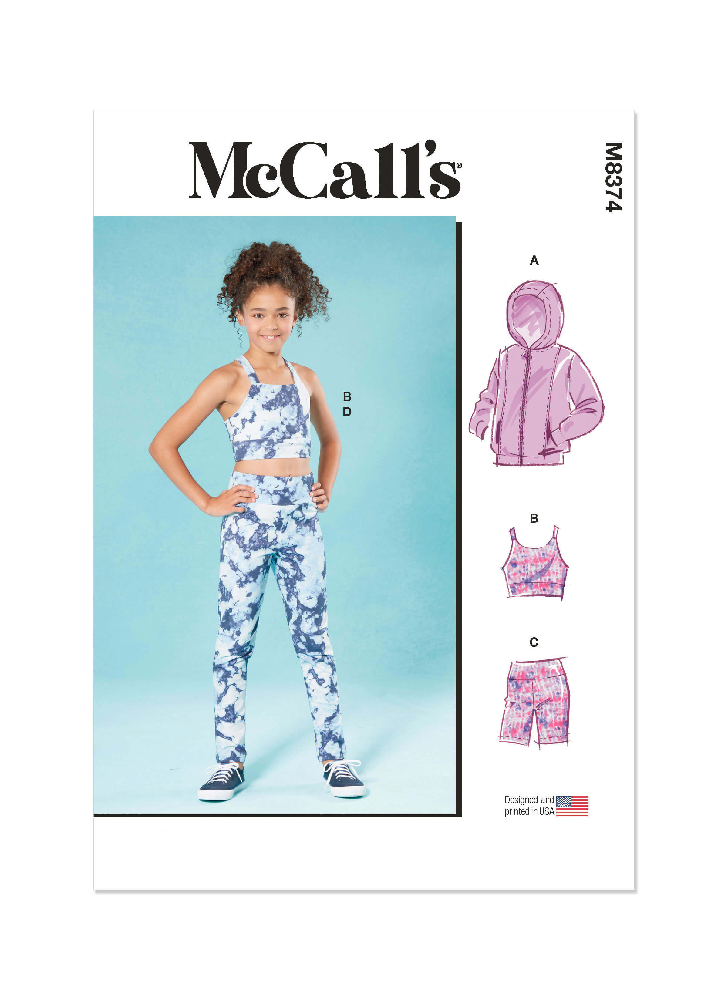 McCall's Sewing Pattern M8374 Girls' Knit Jacket, Cropped Top and Leggings in Two Lengths