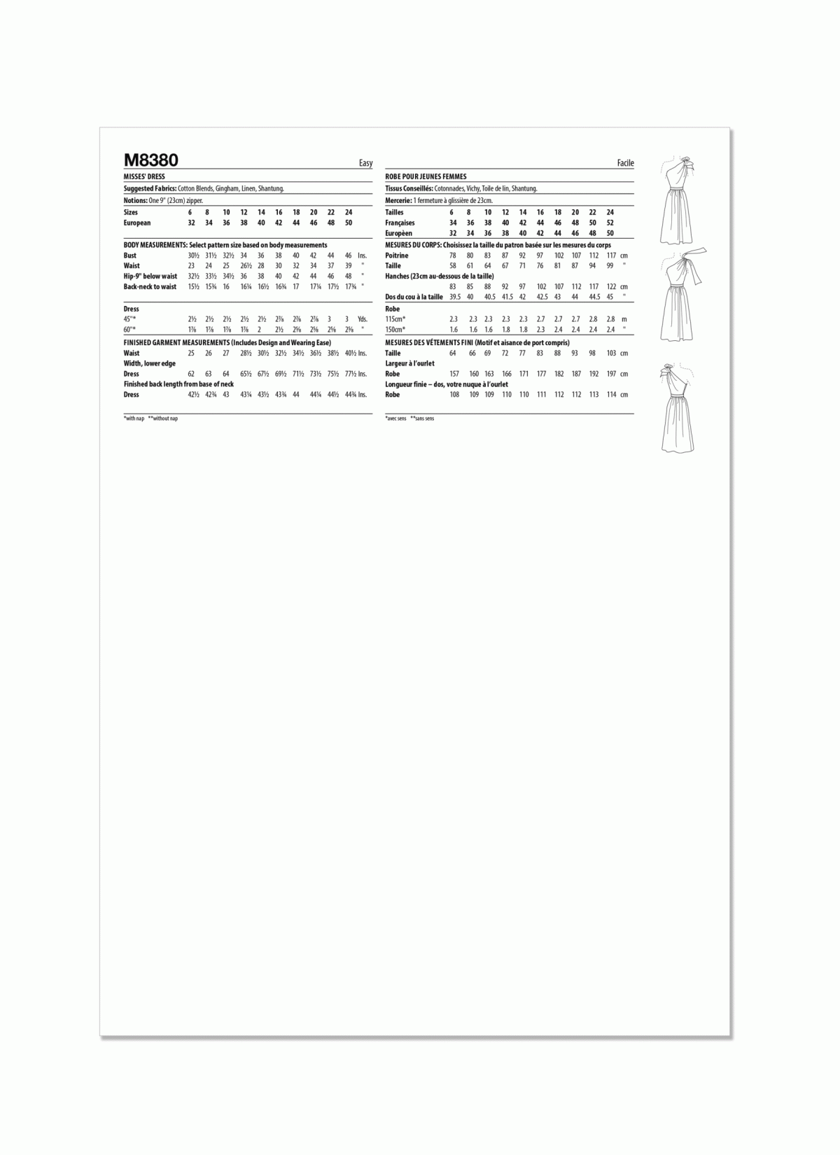 McCall's Sewing Pattern M8380 Misses' Dress
