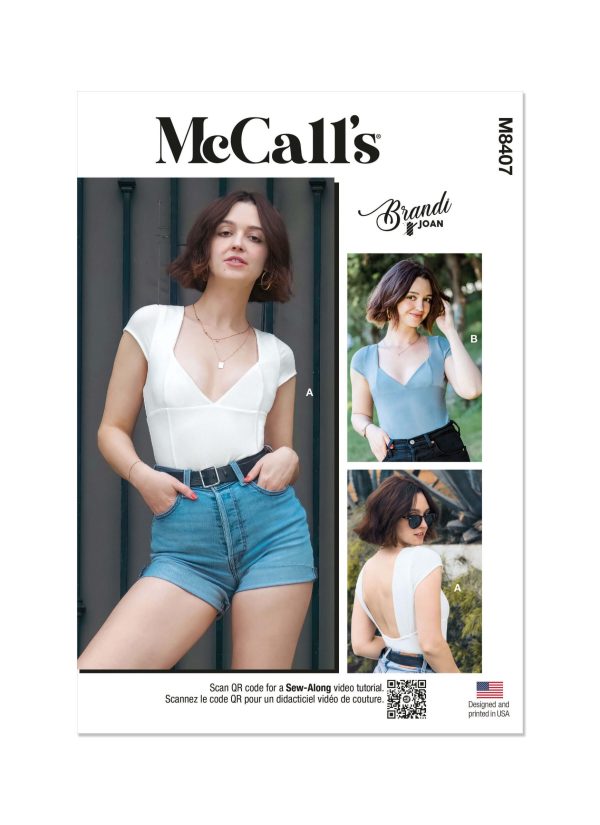 McCall's Sewing Pattern M8407 Misses' Knit Bodysuit and Top by Brandi Joan