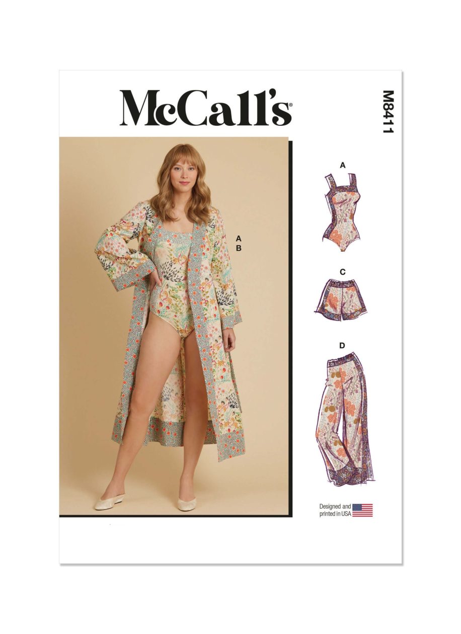 McCall's Sewing Pattern M8411 Misses' Bodysuit, Robe, Shorts and Trousers